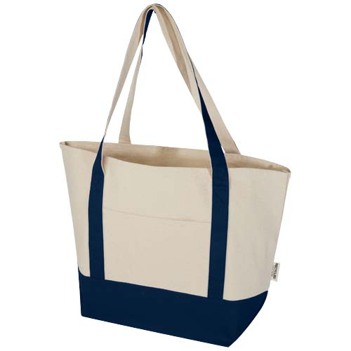 Sac shopping publicitaire coton recyclé GRS 320g Sam Marine et Naturel